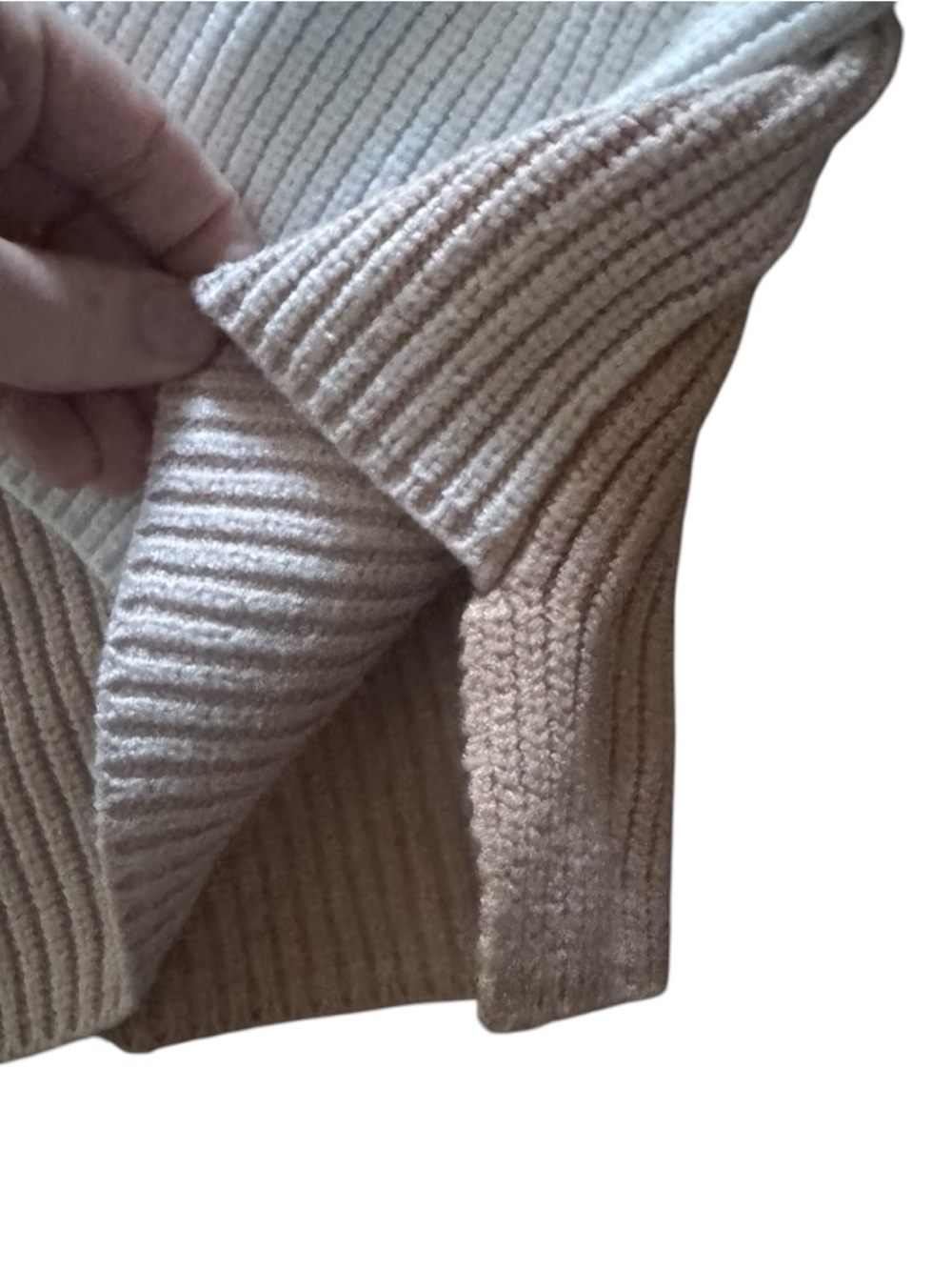 Vici Two-Tone Ribbed Turtleneck Sweater - Brown & Cream, Small/Medium - Picture 3 of 7